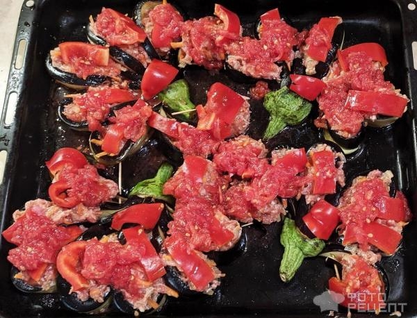 Рецепт: Баклажаны запеченные в духовке - "в цветочек"