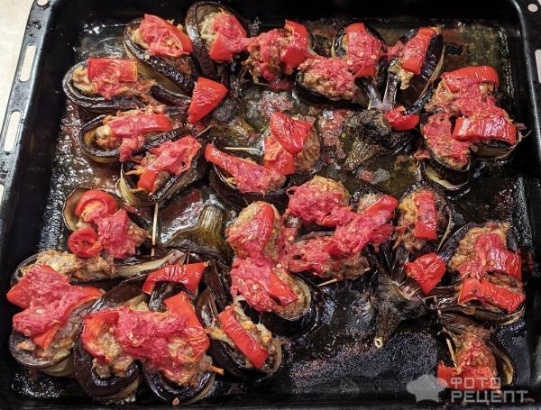 Рецепт: Баклажаны запеченные в духовке - "в цветочек"