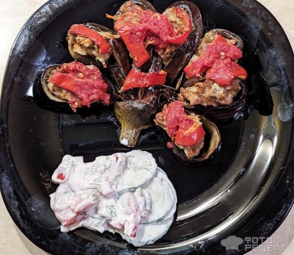 Рецепт: Баклажаны запеченные в духовке - "в цветочек"