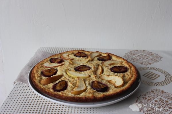 Рецепт: Пирог со сливами - С кокосовой мукой и маком Рецепт: Пирог со сливами - С кокосовой мукой и маком