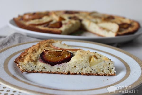 Рецепт: Пирог со сливами - С кокосовой мукой и маком Рецепт: Пирог со сливами - С кокосовой мукой и маком