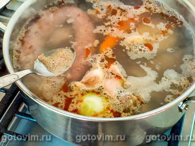 Канжа - португальский куриный суп с рисом и колбасой чоризо