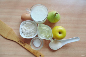 Оладьи с грушей и яблоком