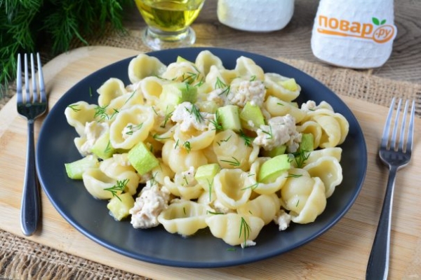 Макароны с фаршем и кабачками Макароны с фаршем и кабачками