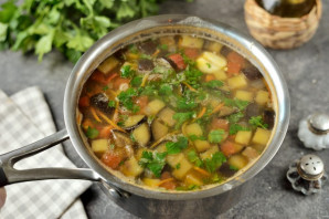 Суп с чечевицей и баклажанами