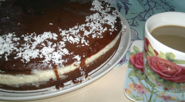 Шоколадно-кокосовый торт, пошаговый рецепт с фото