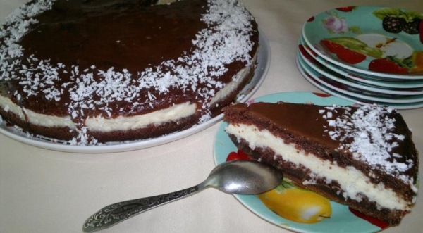 Шоколадно-кокосовый торт, пошаговый рецепт с фото