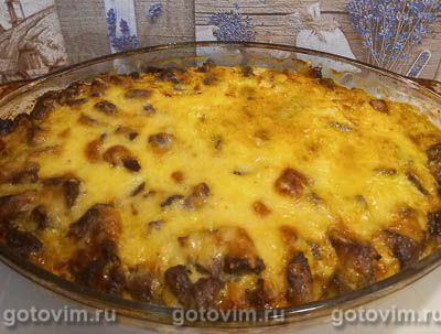 Запеканка из печени в яичной заливке