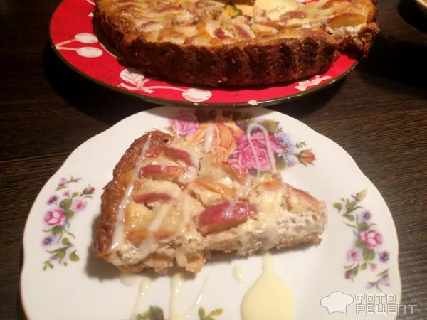 Рецепт: Диетическая творожная запеканка - с овсяными хлопьями, яблоками и мёдом