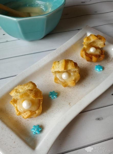 Рецепт: Профитроли с заварным кремом - "жемчужина" Рецепт: Профитроли с заварным кремом - "жемчужина"