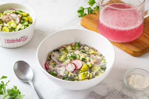 Окрошка на розовом квасе Окрошка на розовом квасе
