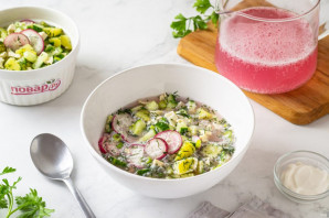 Окрошка на розовом квасе Окрошка на розовом квасе