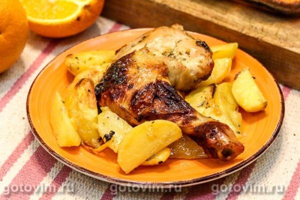 Куриные бедра с апельсином, медом и розмарином в духовке Куриные бедра с апельсином, медом и розмарином в духовке