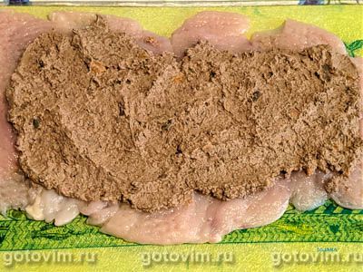 Рулет из куриной грудки с паштетом а-ля «Метропольки» Рулет из куриной грудки с паштетом а-ля «Метропольки»