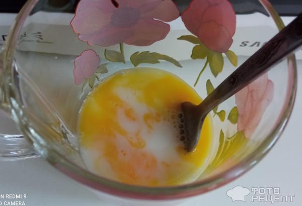 Рецепт: Кабачки жареные с яйцом - панированные в муке