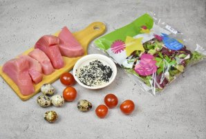 Теплый салат с тунцом