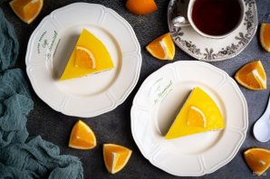 Творожный чизкейк с апельсиновым желе без выпечки