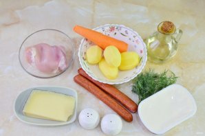 Сырный суп с копченостями