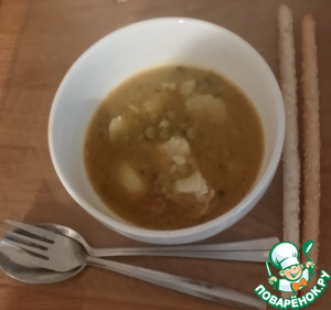 Кокосовое карри с зелёным горошком Кокосовое карри с зелёным горошком