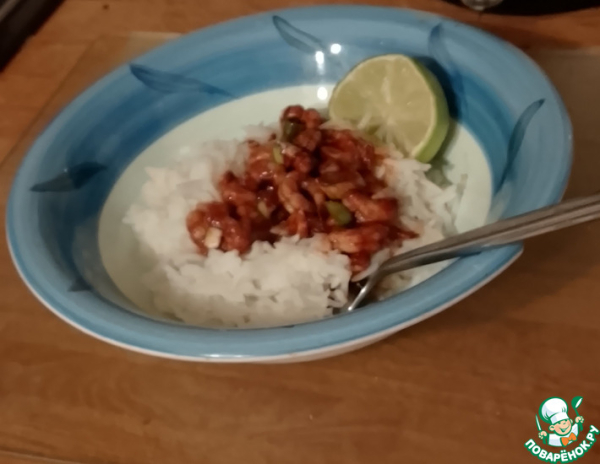 Креветки с зелёным луком "Ода Ямайке" Креветки с зелёным луком "Ода Ямайке"