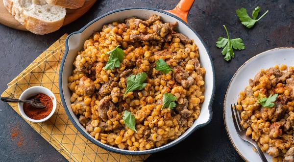 Гороховая каша с мясом, пошаговый рецепт с фото на 429 ккал