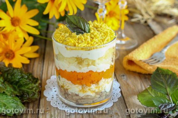 Порционный салат «Мимоза» Порционный салат «Мимоза»