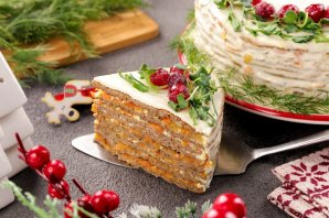 Новогодний печеночный торт