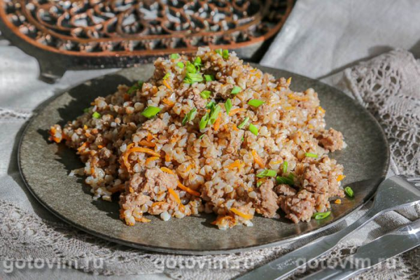 Гречка с фаршем в мультиварке Гречка с фаршем в мультиварке