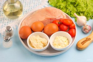 Салат "Цезарь" с майонезом