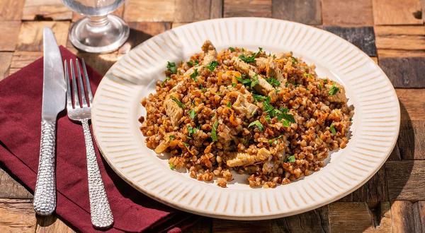 Гречка по-купечески с индейкой, пошаговый рецепт с фото на 453 ккал