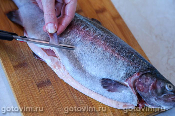 Форель с апельсинами, запеченная в пергаменте