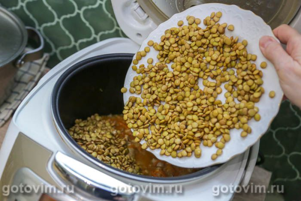 Плов с курицей, рисом с чечевицей  в мультиварке