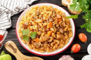 Макароны с мясом в мультиварке