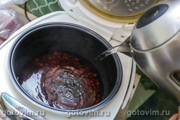 Компот из клюквы с яблоками в мультиварке