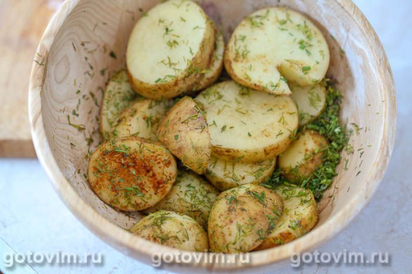 Шашлык из картофеля с салом