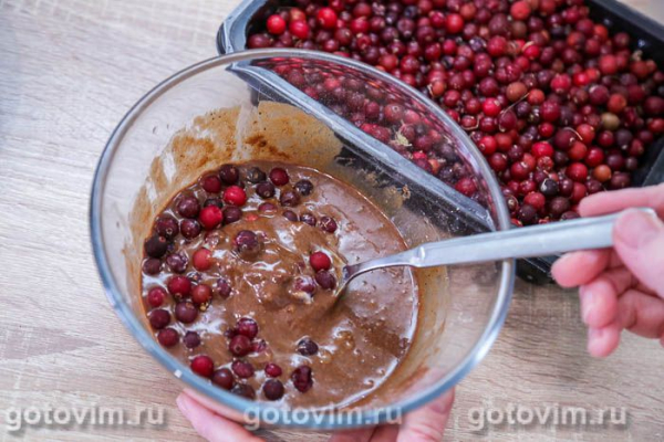 Шоколадный бисквит с кофе и клюквой в микроволновке
